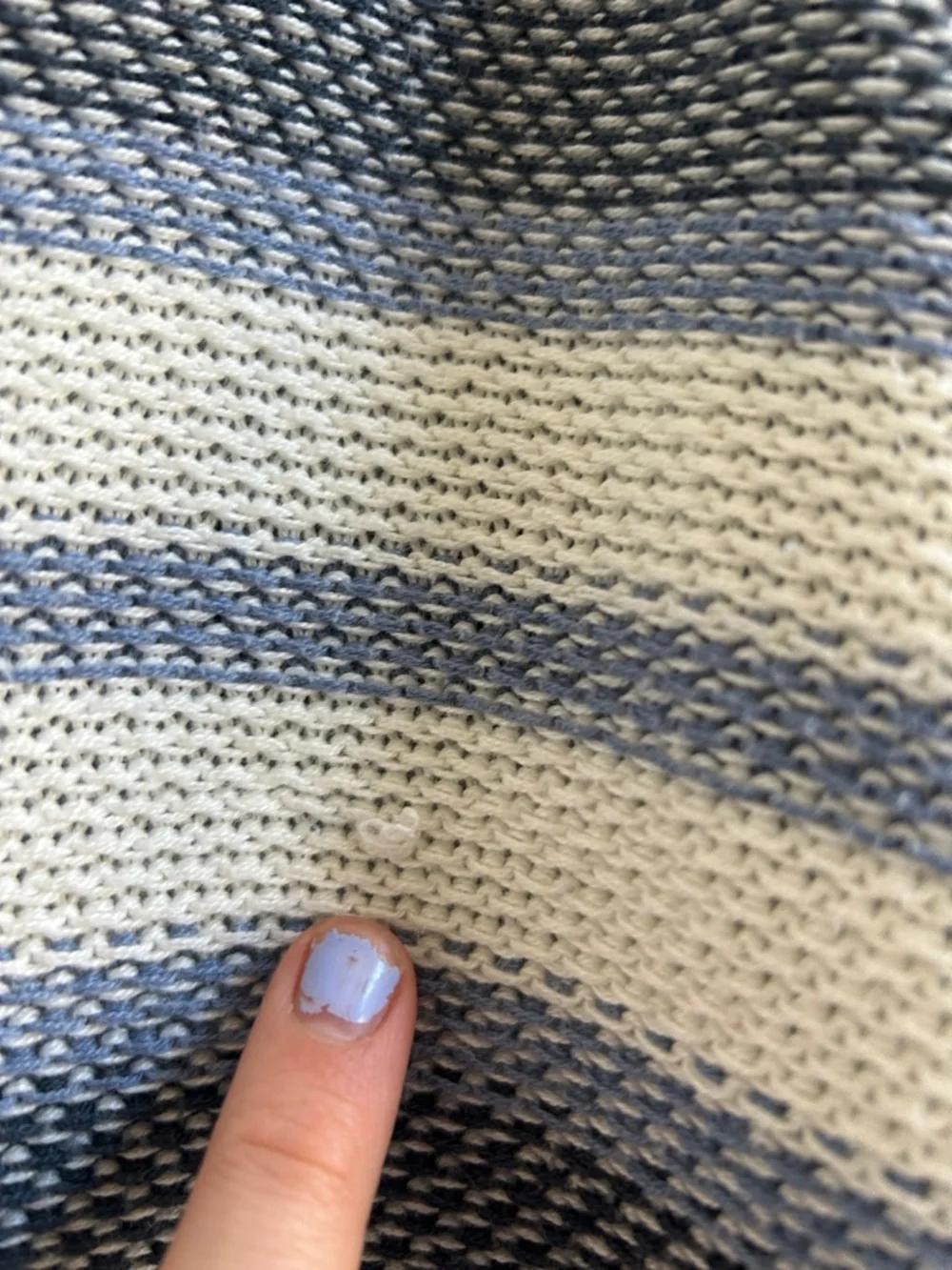 O'Neill Striped V-Neck Beach Hoodie Sweater in Light Blue, White, and Gray - Picture 6 of 9